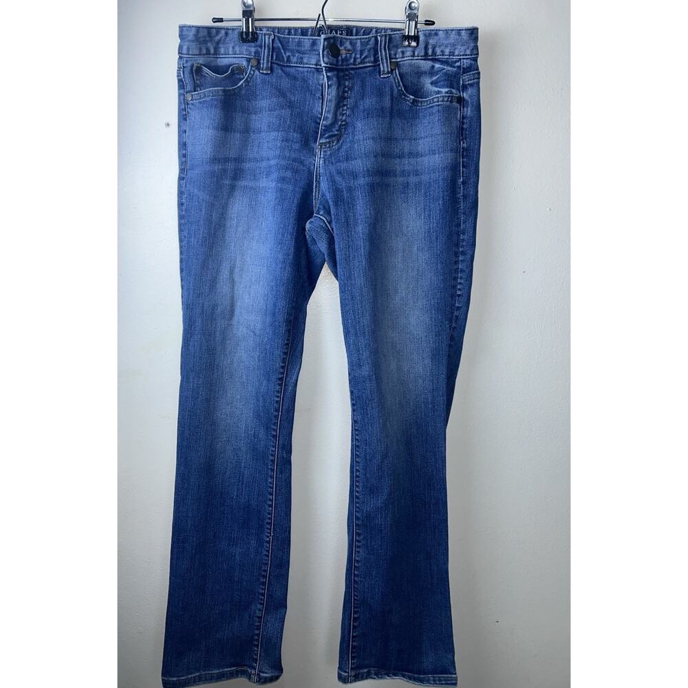 Chaps Women's Blue Jeans Denim Petite Sz 10P Boot Cut Medium Wash Cotton Blend